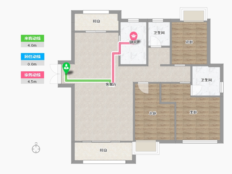 湖南省-长沙市-湘核星城春晓7号楼C2户型120m²-96.53-户型库-动静线