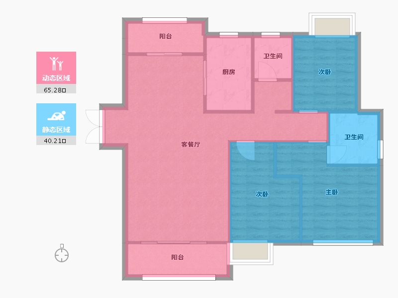 湖南省-长沙市-湘核星城春晓7号楼C2户型120m²-96.53-户型库-动静分区