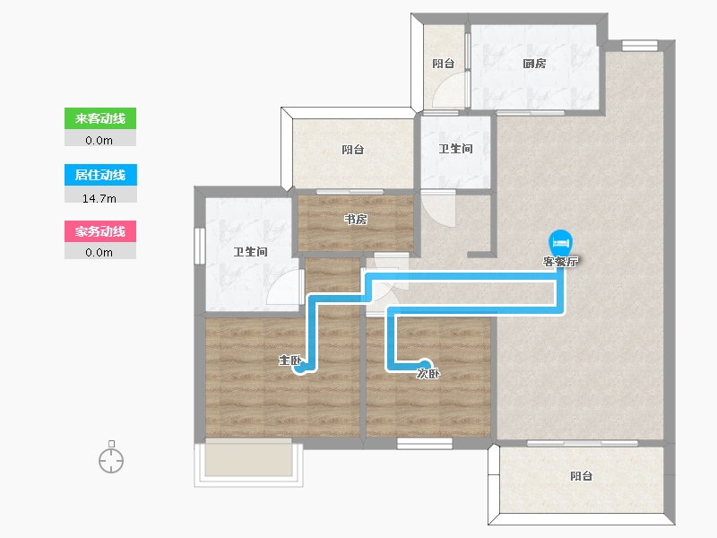 湖南省-长沙市-盛地东方芯府114㎡户型-81.56-户型库-动静线