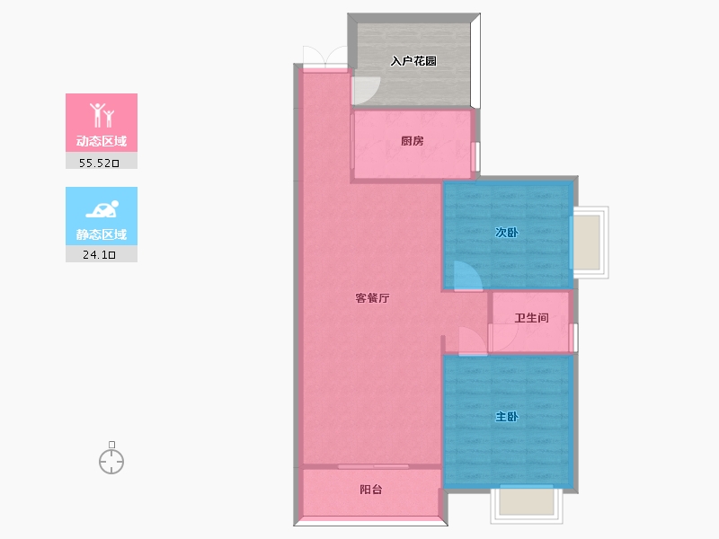 湖南省-长沙市-紫华郡K户型96m²-80.68-户型库-动静分区