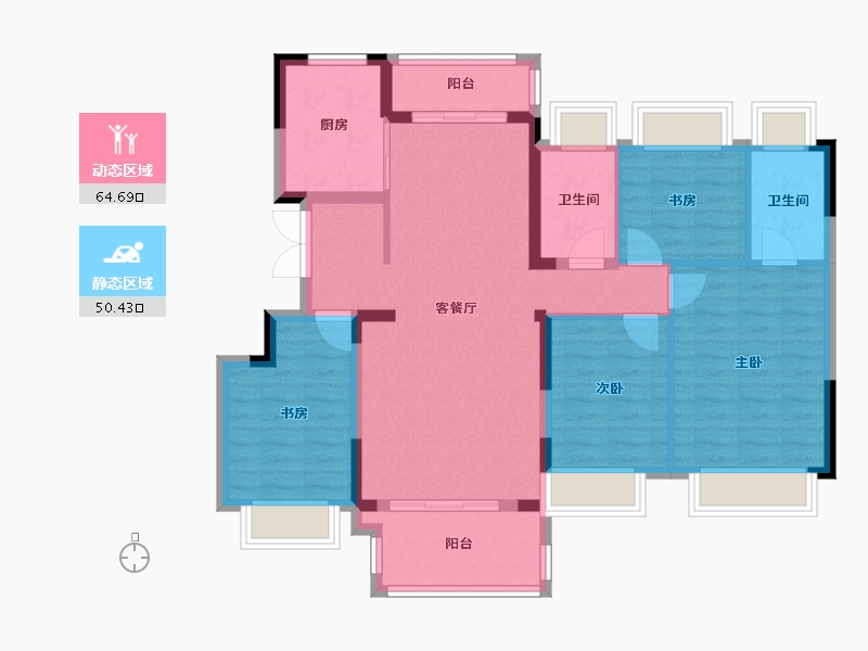 贵州省-贵阳市-远洋风景-103.27-户型库-动静分区