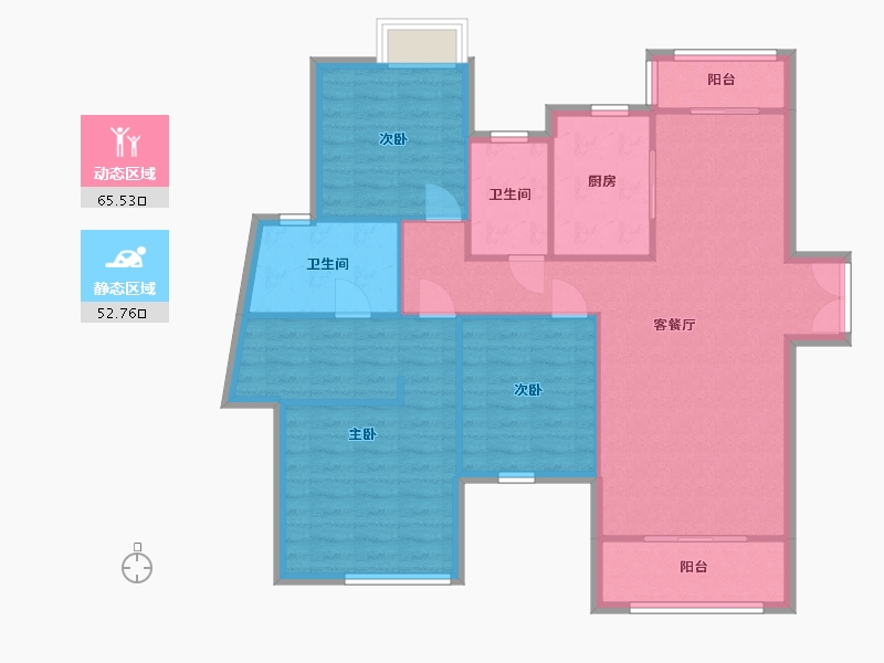 湖南省-长沙市-深业睿城洋房C7户型138m²-107.97-户型库-动静分区