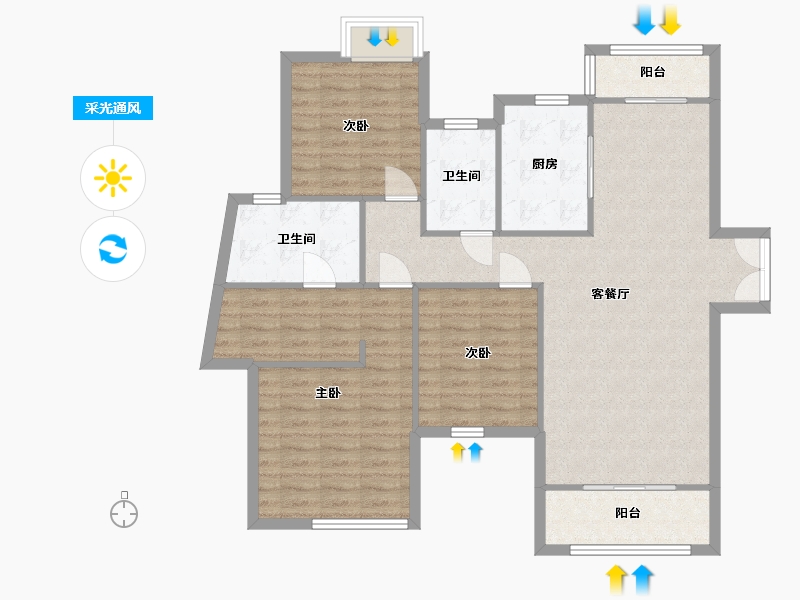 湖南省-长沙市-深业睿城洋房C7户型138m²-107.97-户型库-采光通风