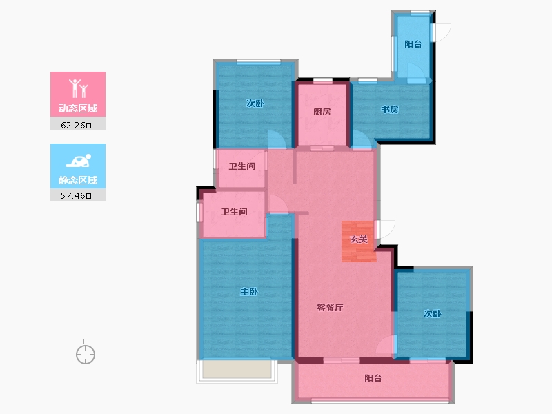 浙江省-宁波市-华宇旭辉锦山府-107.01-户型库-动静分区