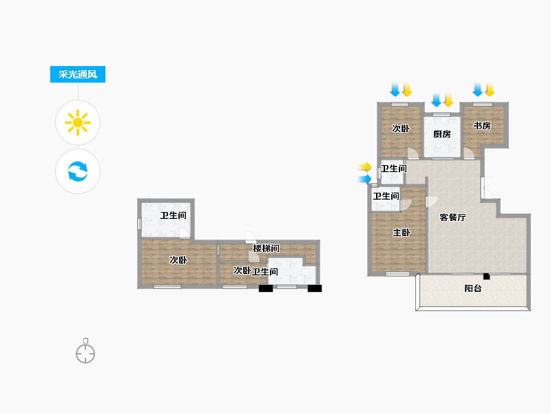 湖南省-长沙市-澳海望洲府D'户型185m²-147.87-户型库-采光通风