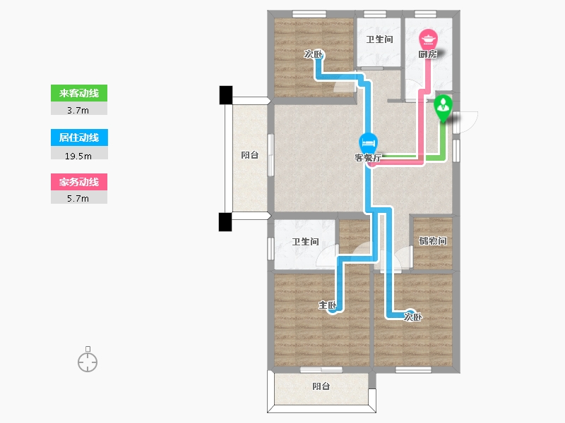 湖南省-长沙市-澳海望洲府G8G9栋A户型110m²-84.96-户型库-动静线