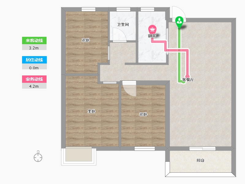 湖南省-长沙市-澳海望洲府G8G9栋B户型97m²-71.97-户型库-动静线