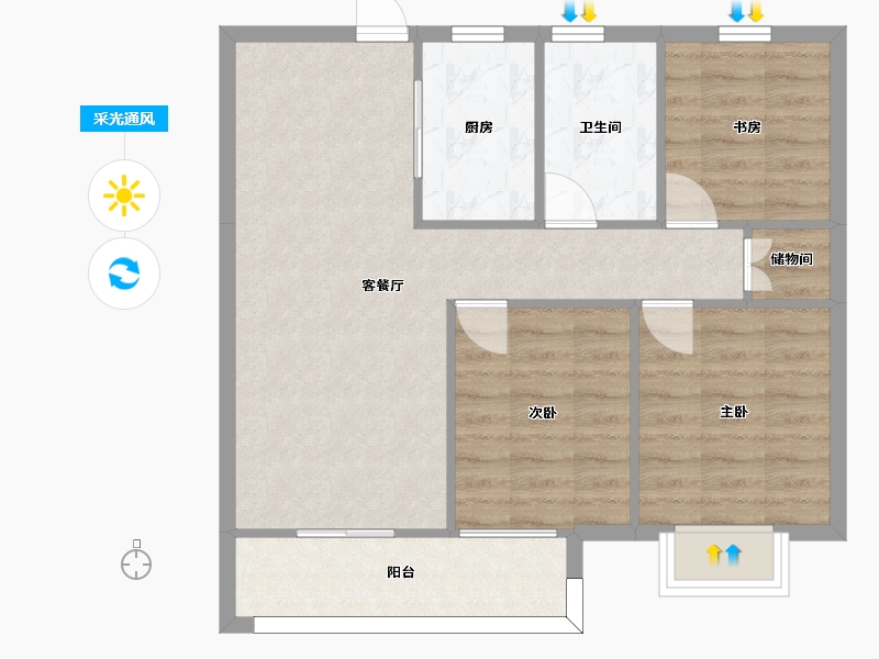 湖南省-长沙市-长沙融创城95m²-70.99-户型库-采光通风