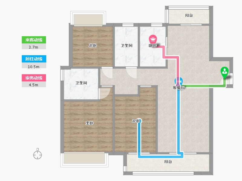 湖南省-长沙市-长沙融创城128m²-97.43-户型库-动静线