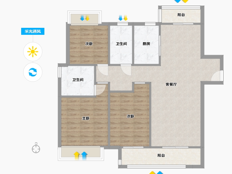 湖南省-长沙市-长沙融创城128m²-97.43-户型库-采光通风