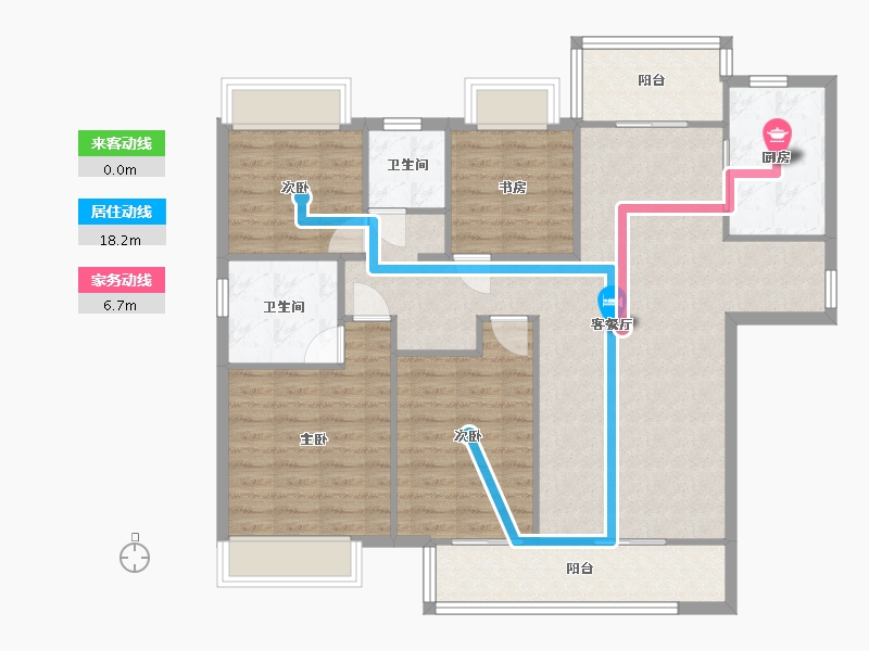 湖南省-长沙市-长沙融创城E1户型143m²-108.84-户型库-动静线