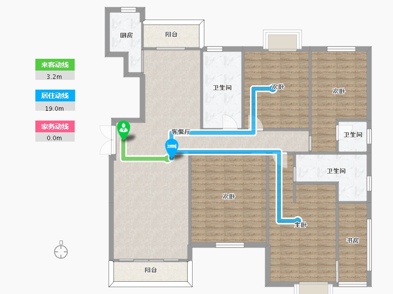 湖南省-长沙市-锦湘国际星城四期H户型176m²-141.00-户型库-动静线