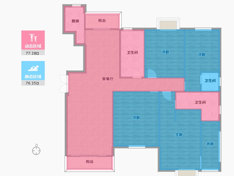 湖南省-长沙市-锦湘国际星城四期H户型176m²-141.00-户型库-动静分区