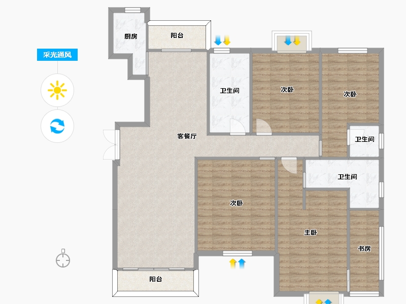 湖南省-长沙市-锦湘国际星城四期H户型176m²-141.00-户型库-采光通风