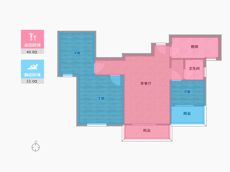 湖南省-长沙市-金轮星光名座C2户型91m²-66.14-户型库-动静分区