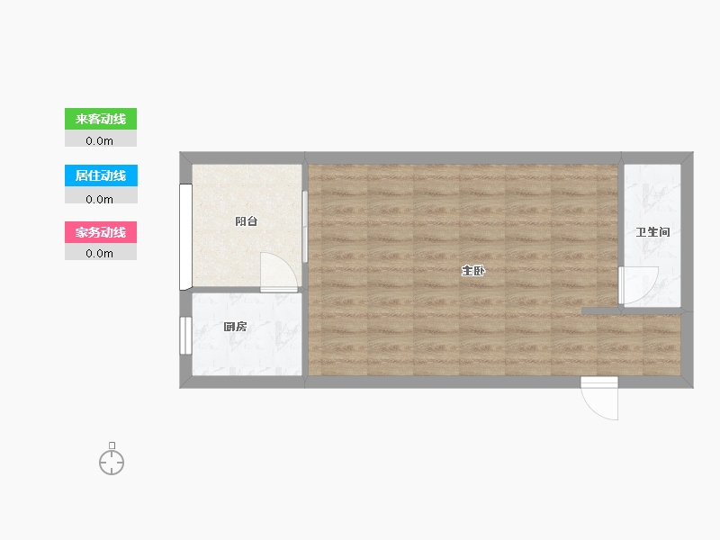 湖南省-长沙市-东塘SOHOB4户型60m²-44.90-户型库-动静线