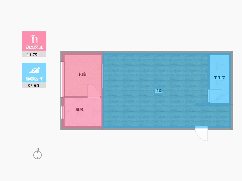 湖南省-长沙市-东塘SOHOB4户型60m²-44.90-户型库-动静分区