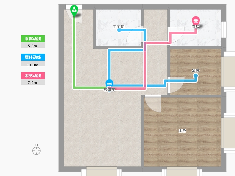 湖南省-长沙市-东塘SOHOB7户型83m²-58.37-户型库-动静线