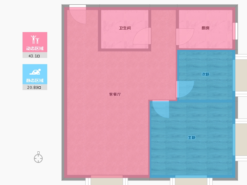 湖南省-长沙市-东塘SOHOB7户型83m²-58.37-户型库-动静分区