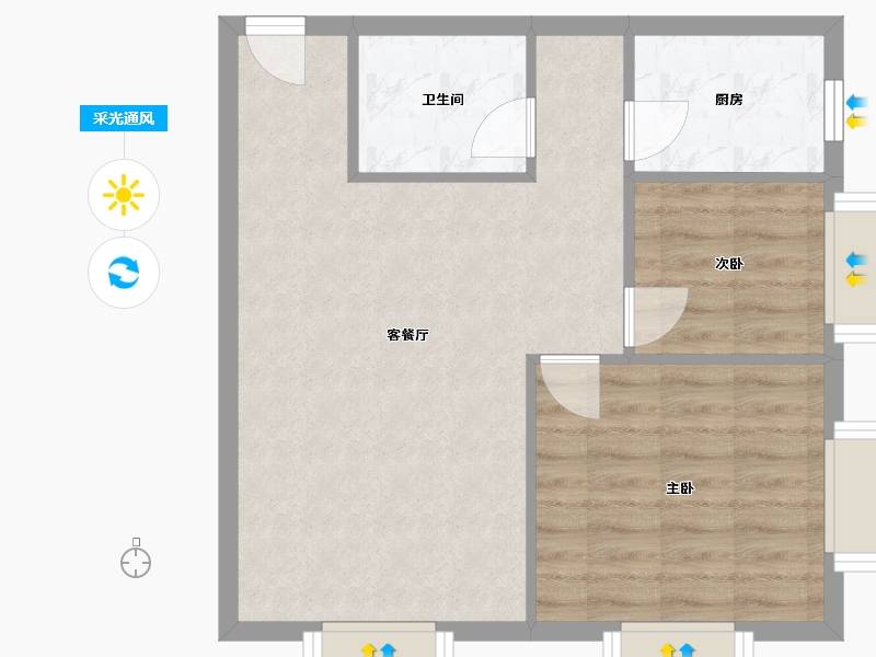 湖南省-长沙市-东塘SOHOB7户型83m²-58.37-户型库-采光通风