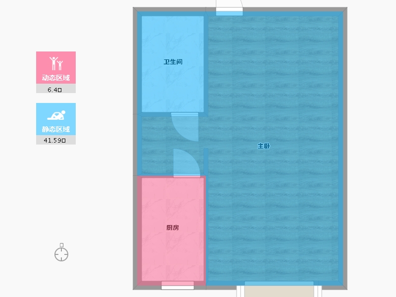 湖南省-长沙市-东塘SOHOB6户型64m²-43.83-户型库-动静分区