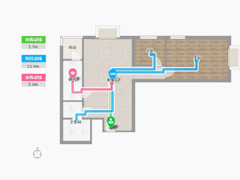 湖南省-长沙市-东塘SOHOB9户型96m²-69.79-户型库-动静线