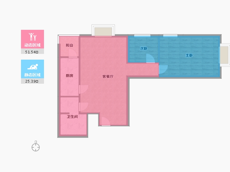 湖南省-长沙市-东塘SOHOB9户型96m²-69.79-户型库-动静分区