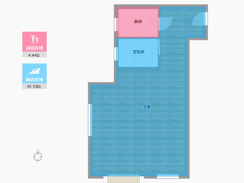 湖南省-长沙市-东塘SOHOB5户型67m²-45.57-户型库-动静分区