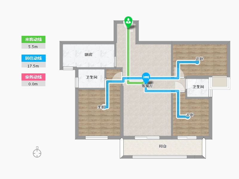 湖南省-长沙市-通号岭绣苑114m²-86.02-户型库-动静线