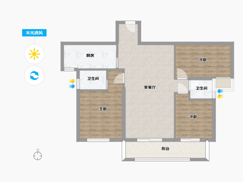 湖南省-长沙市-通号岭绣苑114m²-86.02-户型库-采光通风