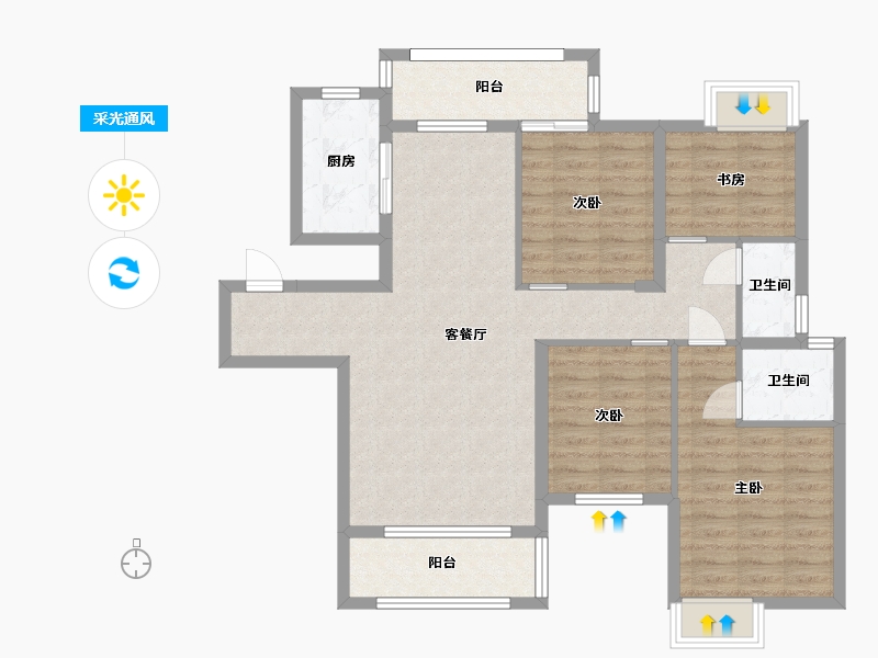 湖南省-长沙市-通号岭绣苑129m²-98.12-户型库-采光通风