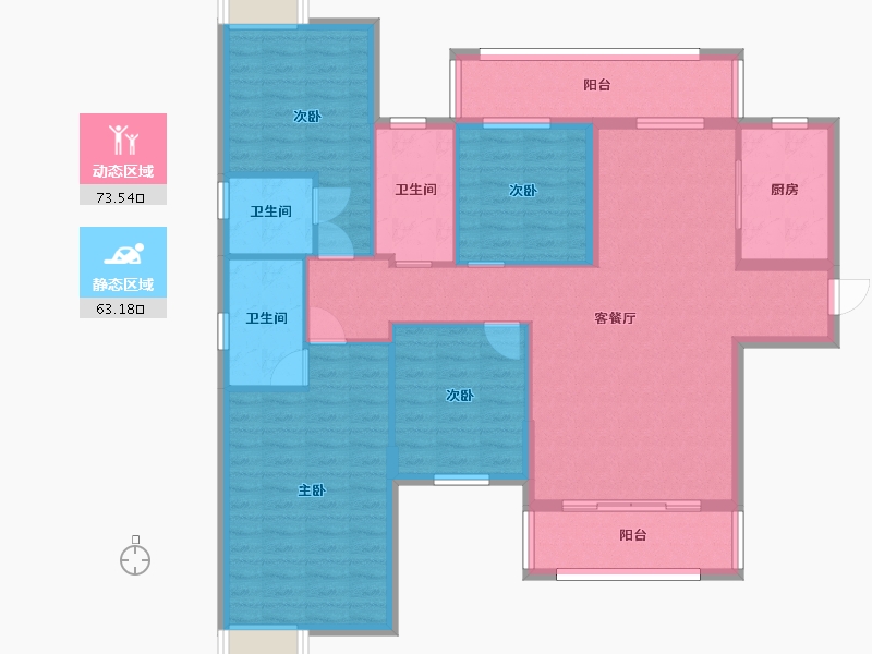 湖南省-长沙市-通号岭绣苑162m²-123.78-户型库-动静分区