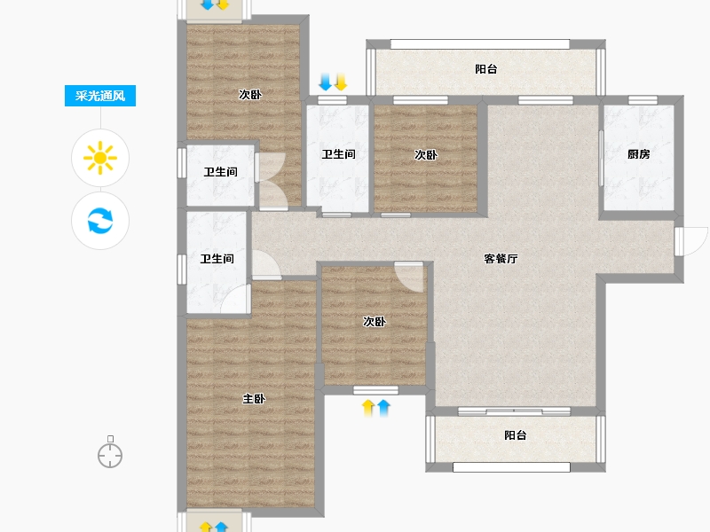 湖南省-长沙市-通号岭绣苑162m²-123.78-户型库-采光通风