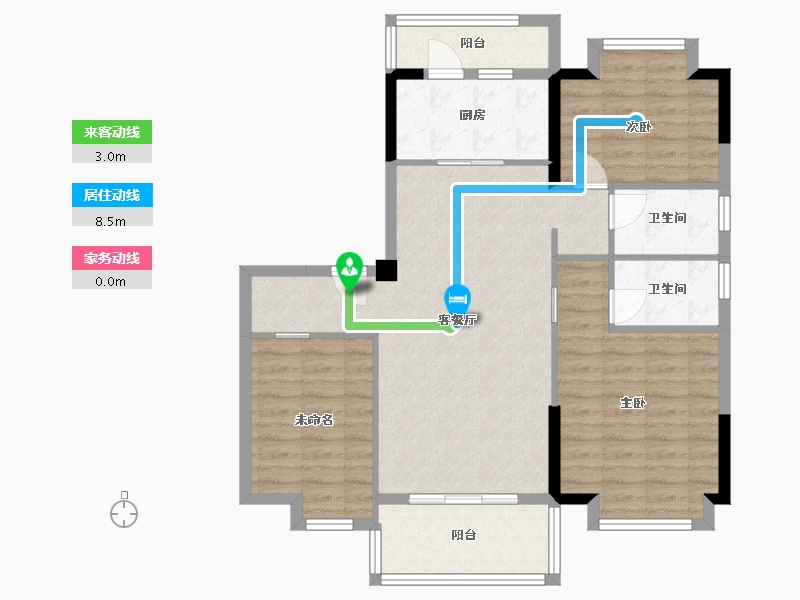 湖南省-长沙市-碧桂园荟隽棠27号楼,5号楼119㎡户型-92.45-户型库-动静线