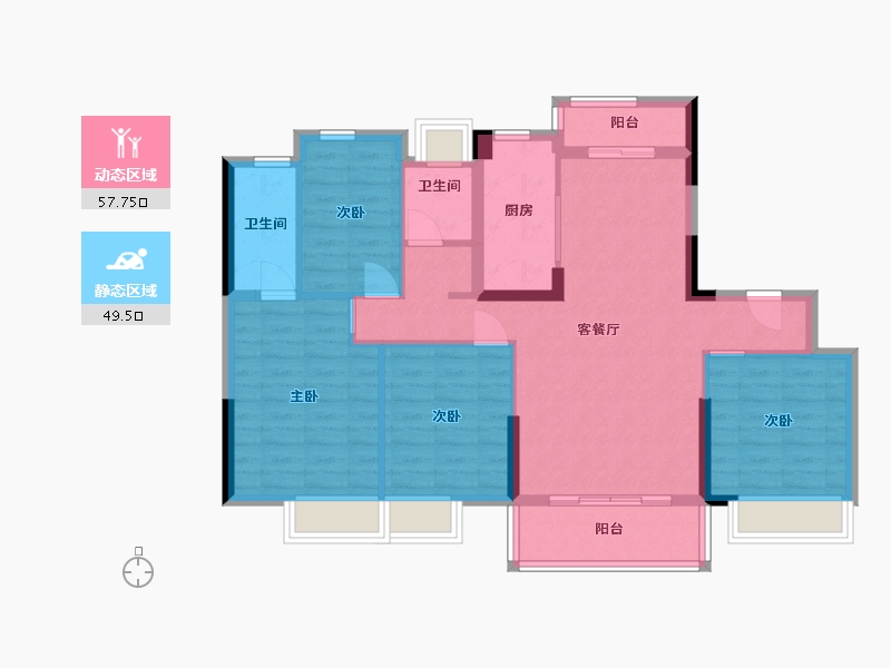 湖南省-长沙市-碧桂园荟隽棠15，25，28，26，11号楼131㎡户型-95.99-户型库-动静分区