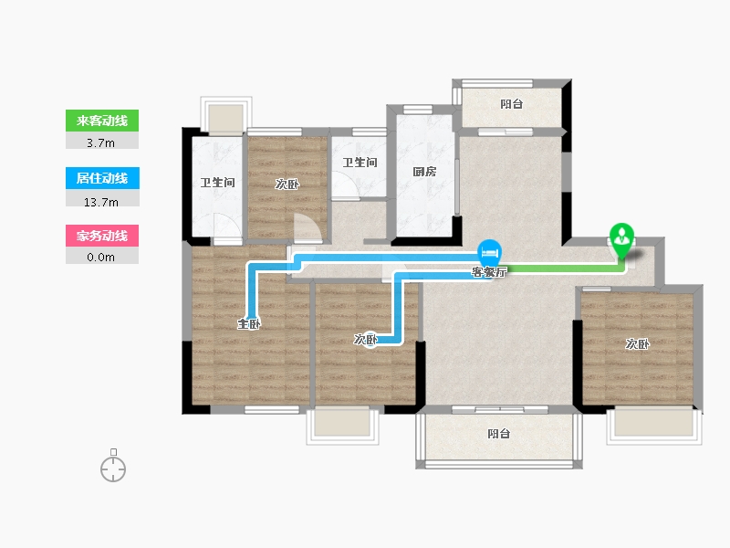 湖南省-长沙市-碧桂园荟隽棠12号楼134㎡户型-94.59-户型库-动静线