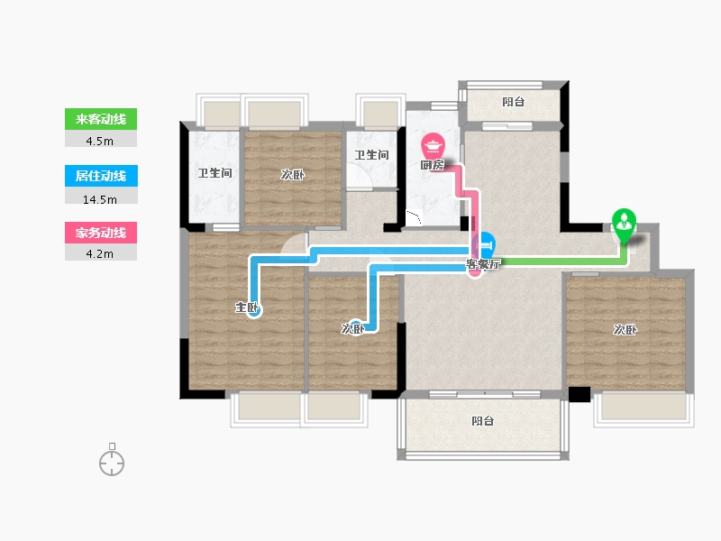 湖南省-长沙市-碧桂园荟隽棠144m²-107.06-户型库-动静线