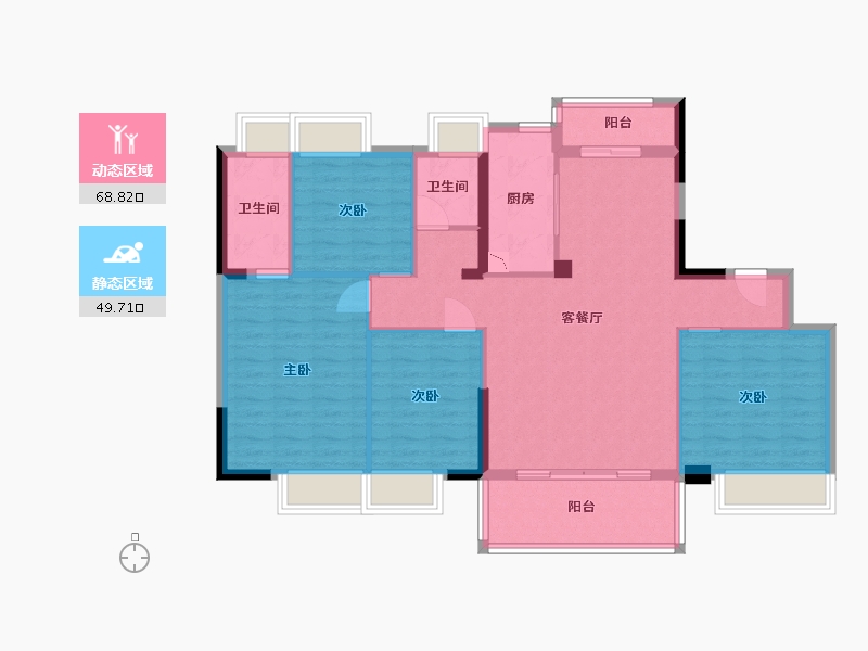 湖南省-长沙市-碧桂园荟隽棠144m²-107.06-户型库-动静分区