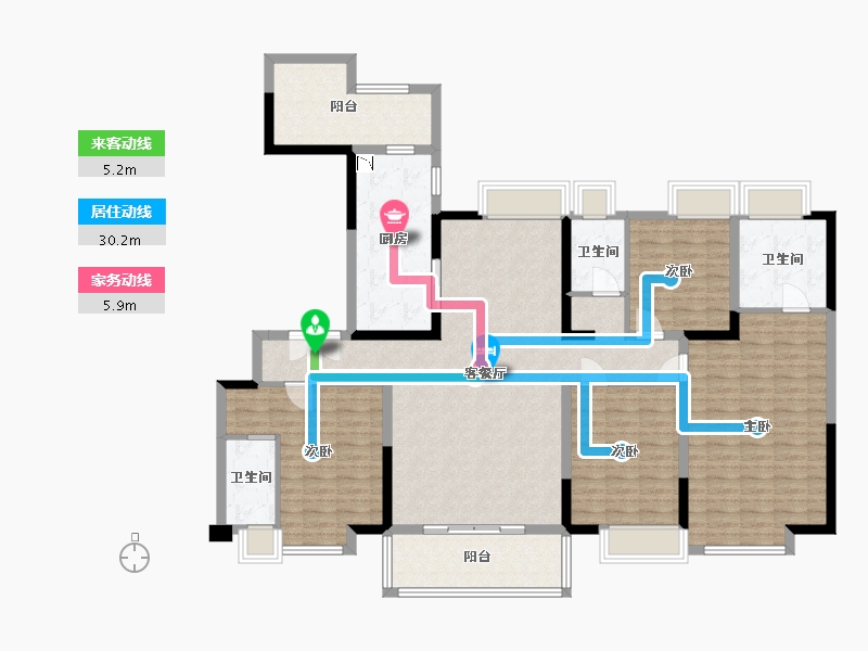 湖南省-长沙市-碧桂园荟隽棠18号楼,8号楼,10号楼187㎡户型-149.69-户型库-动静线