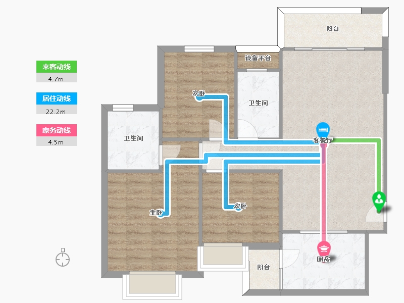 湖南省-长沙市-长沙恒大文化旅游城L4层40栋户型78m²-87.31-户型库-动静线