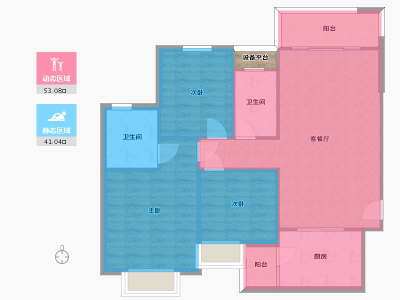 湖南省-长沙市-长沙恒大文化旅游城L4层40栋户型78m²-87.31-户型库-动静分区