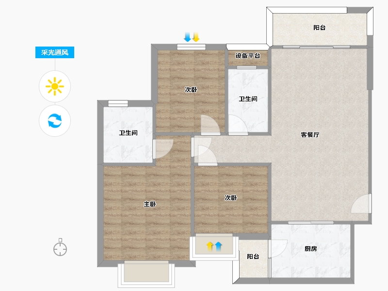 湖南省-长沙市-长沙恒大文化旅游城L4层40栋户型78m²-87.31-户型库-采光通风