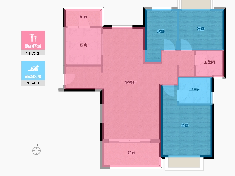 湖南省-长沙市-长沙恒大文化旅游城M2次高层156栋户型115m²-88.19-户型库-动静分区