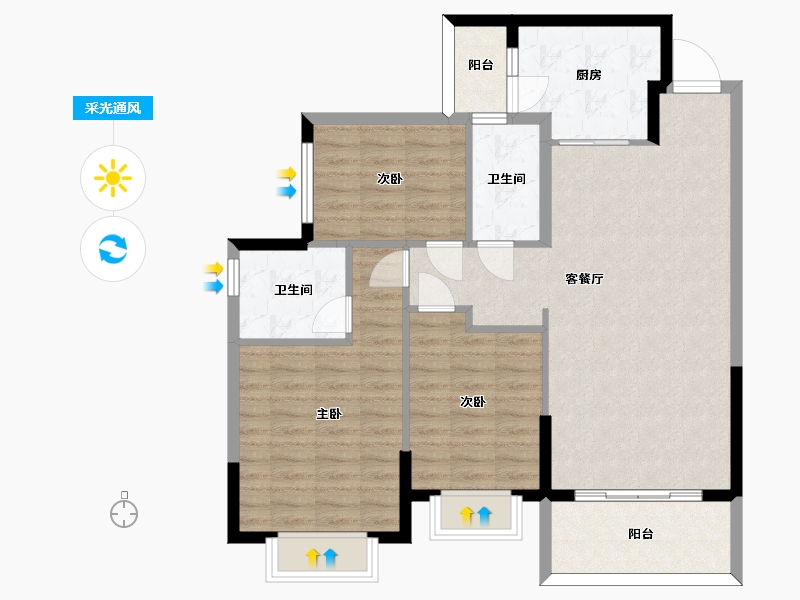 湖南省-长沙市-长沙恒大文化旅游城48栋1单元02户型126m²-94.59-户型库-采光通风