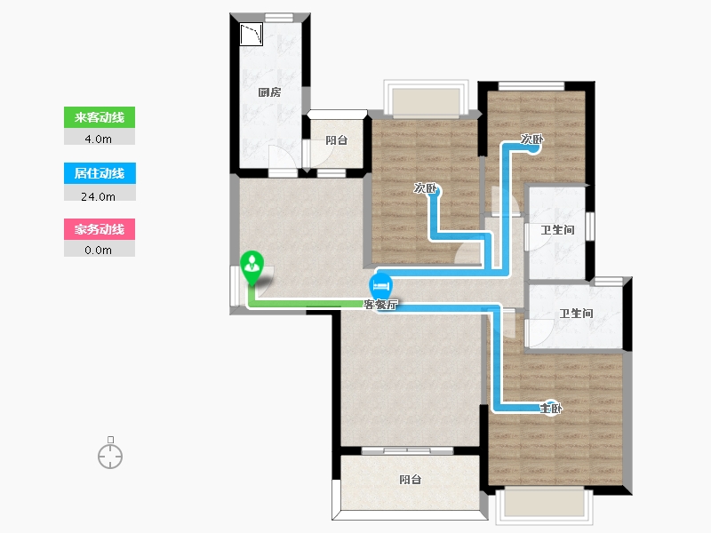 湖南省-长沙市-长沙恒大文化旅游城21栋126㎡户型-94.74-户型库-动静线