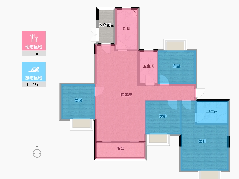 湖南省-长沙市-长沙恒大文化旅游城花园洋房S3141m²-101.58-户型库-动静分区