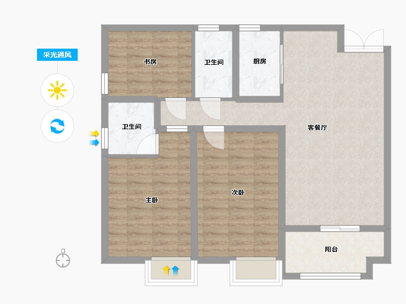 湖南省-长沙市-金恒银杉里2号楼B1户型121m²-84.19-户型库-采光通风