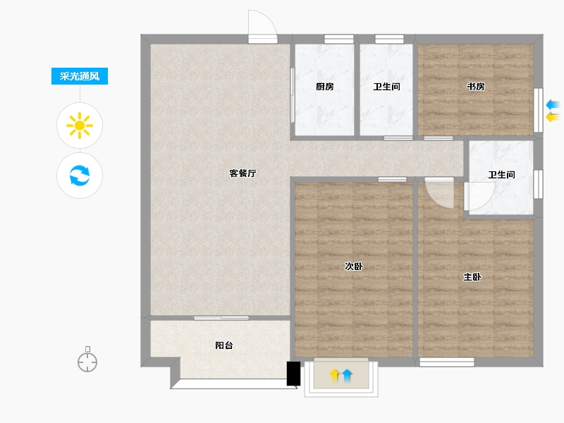 湖南省-长沙市-金恒银杉里2号楼B2户型123m²-87.88-户型库-采光通风