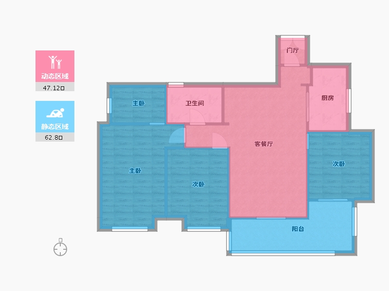 湖南省-长沙市-蓝光雍锦半岛C2户型126m²-100.61-户型库-动静分区