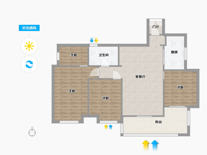 湖南省-长沙市-蓝光雍锦半岛C2户型126m²-100.61-户型库-采光通风